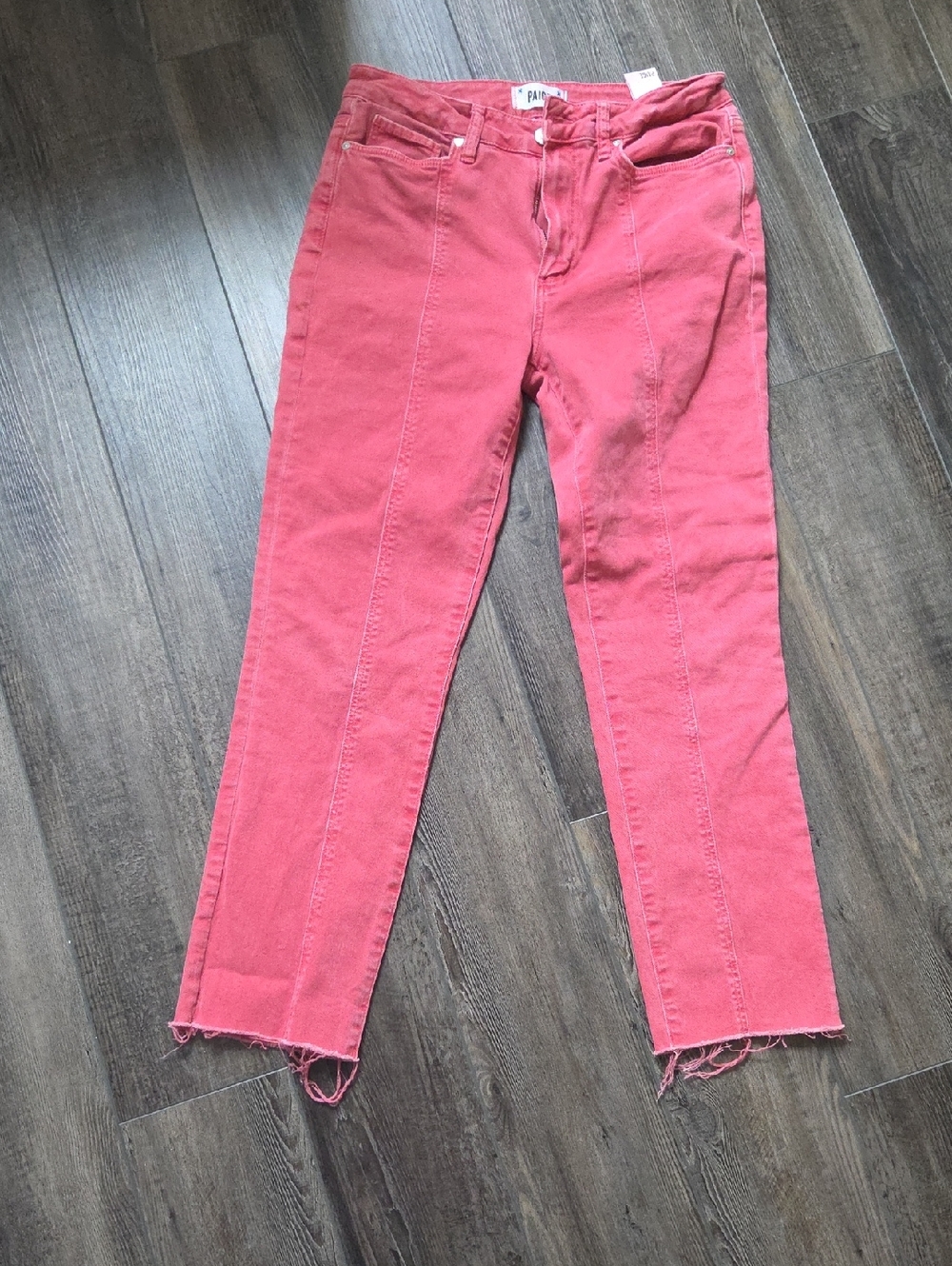 PAIGE Coral-Pink Ankle Crop Jeans